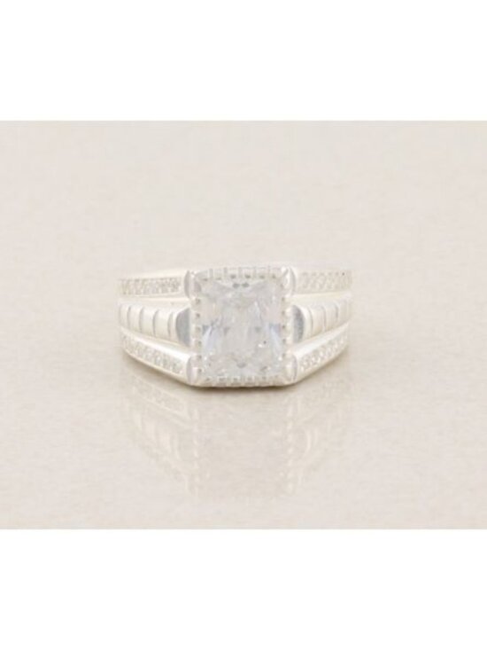Unbranded Other - Men's Sterling Silver Bright Cubic Zirconia Ring Size 10 1/2